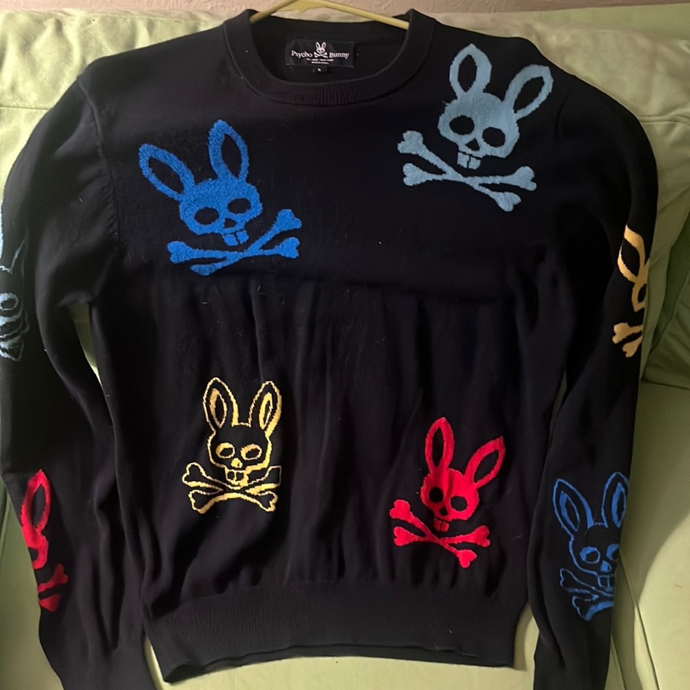 Mens Psycho Bunny Knitted Sweater Size Small Black